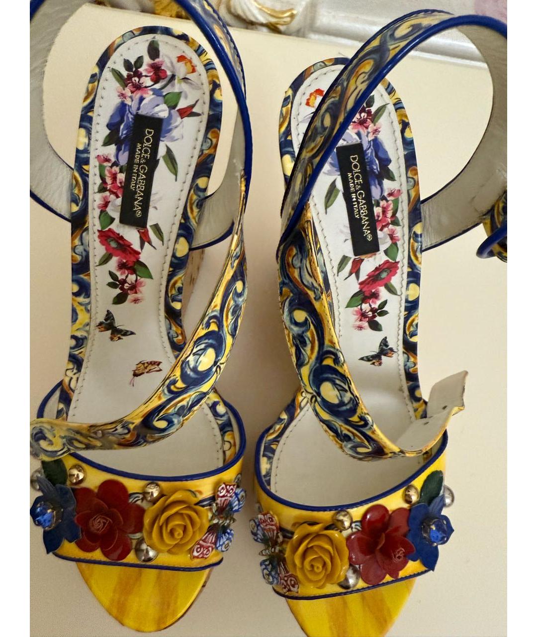 DOLCE&GABBANA Мульти кожаные босоножки, фото 3