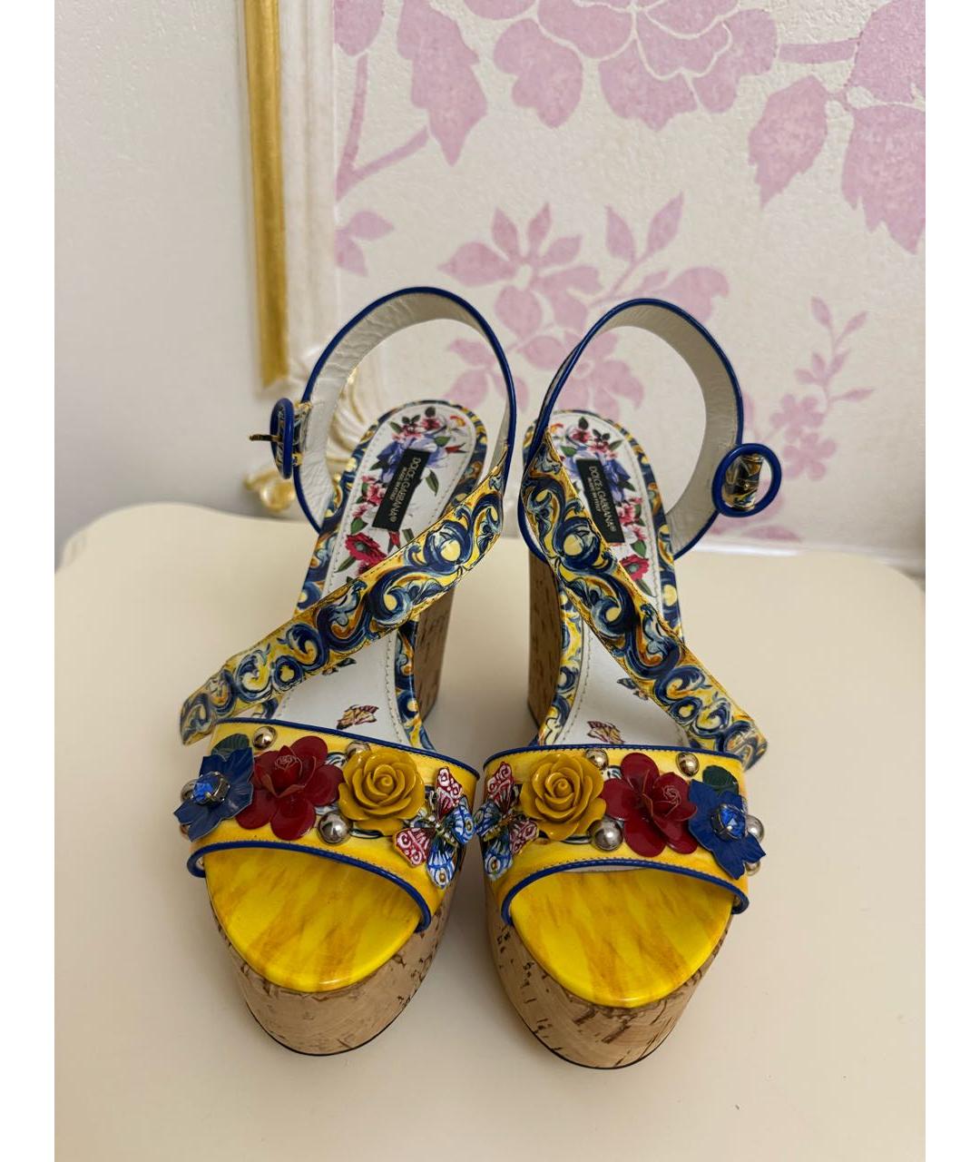 DOLCE&GABBANA Мульти кожаные босоножки, фото 2
