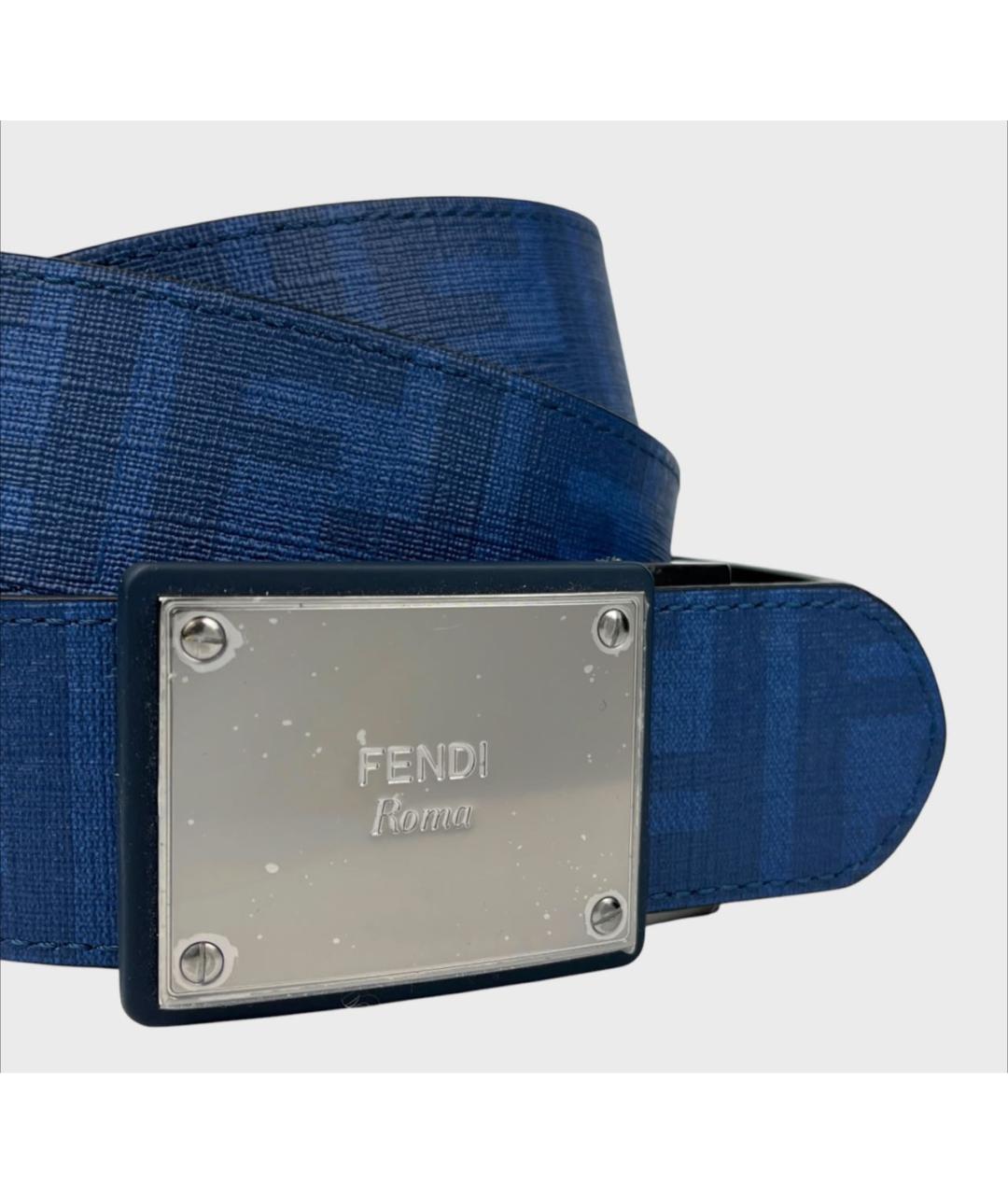 FENDI Темно-синий кожаный ремень, фото 4