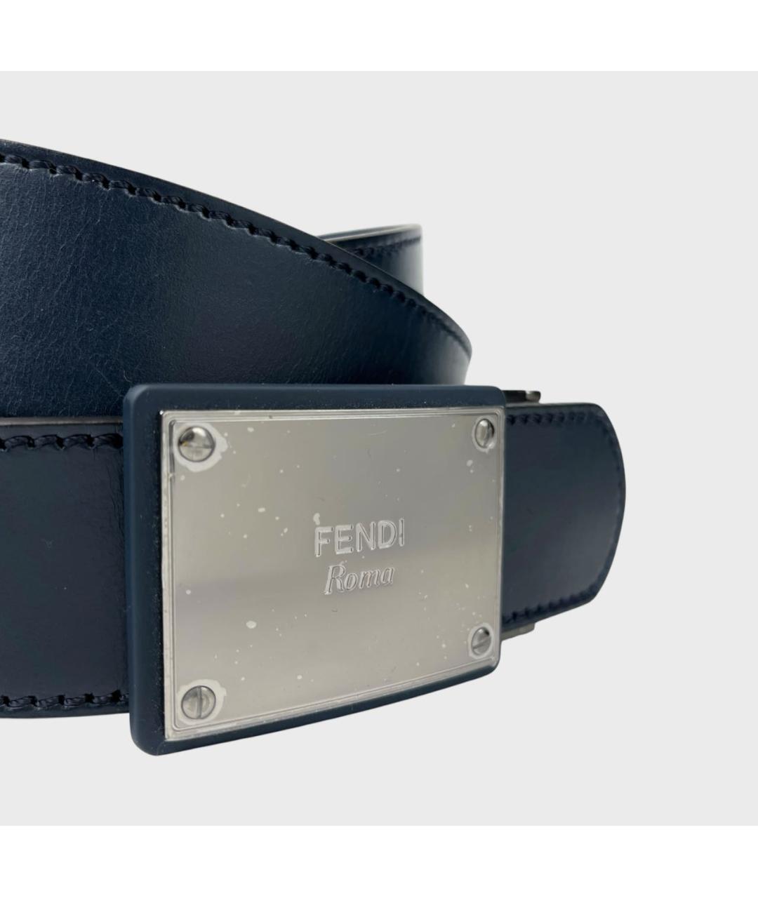 FENDI Темно-синий кожаный ремень, фото 3