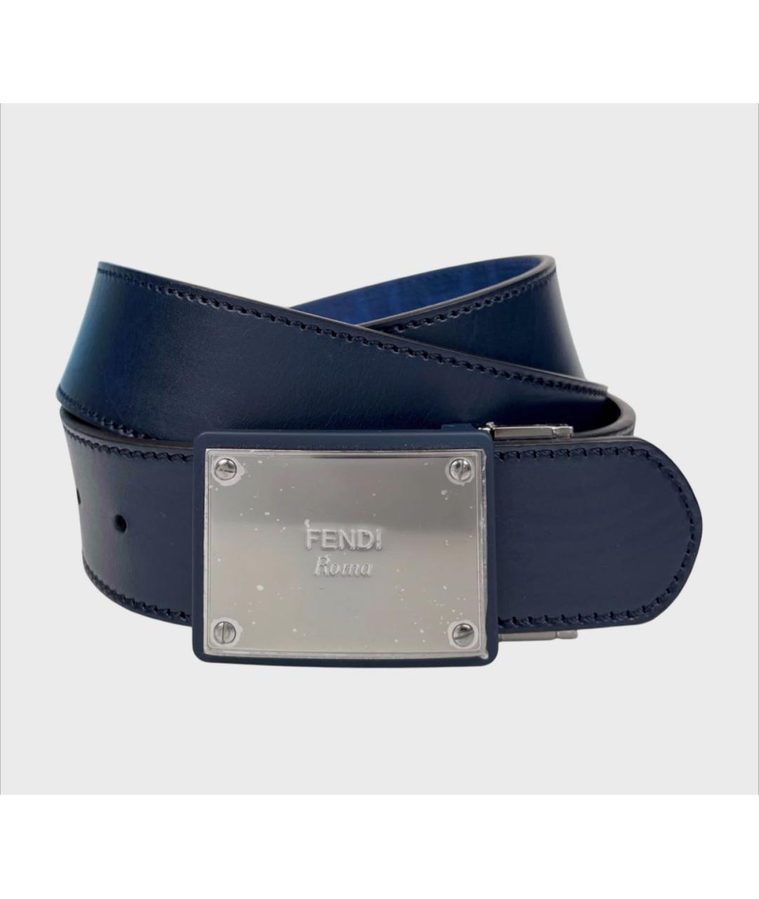 FENDI Темно-синий кожаный ремень, фото 2