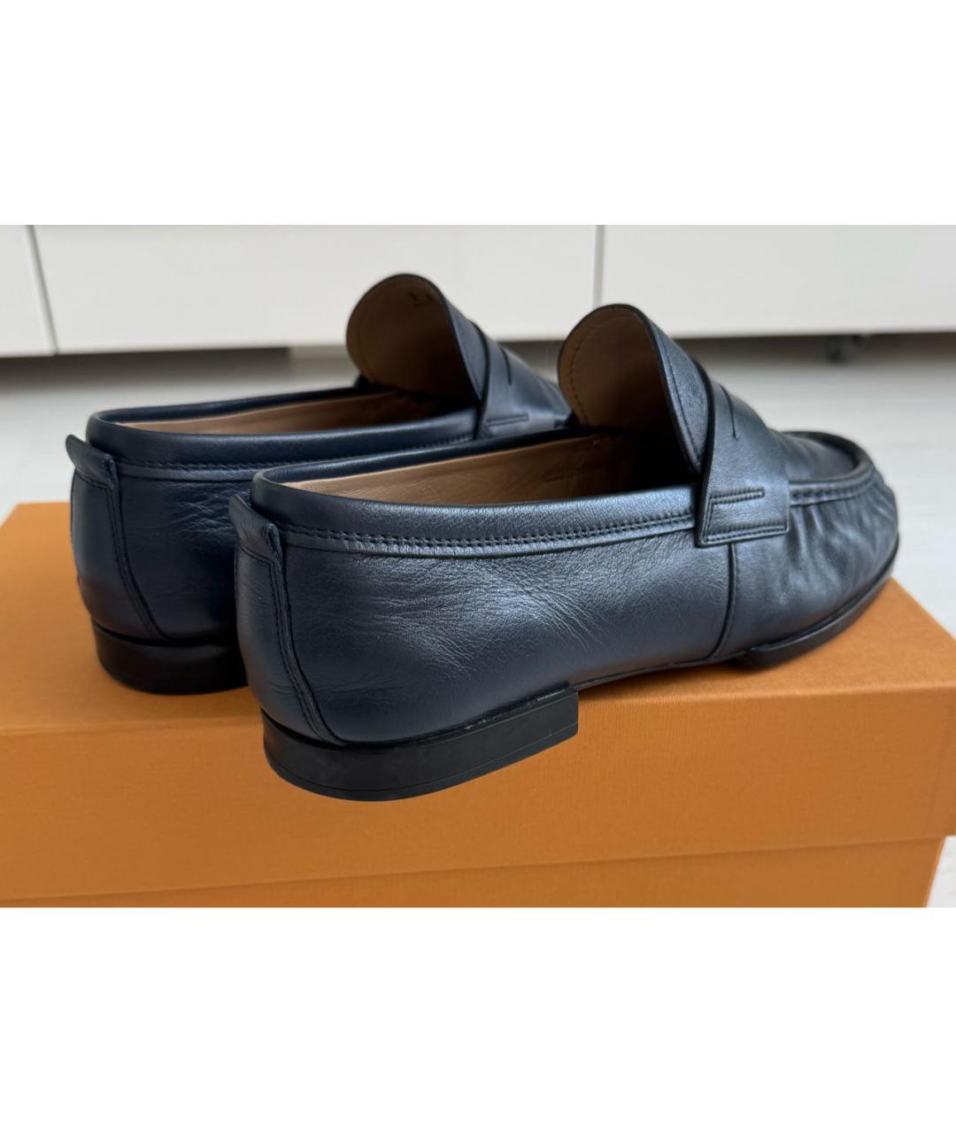 TOD'S Темно-синие кожаные лоферы, фото 4