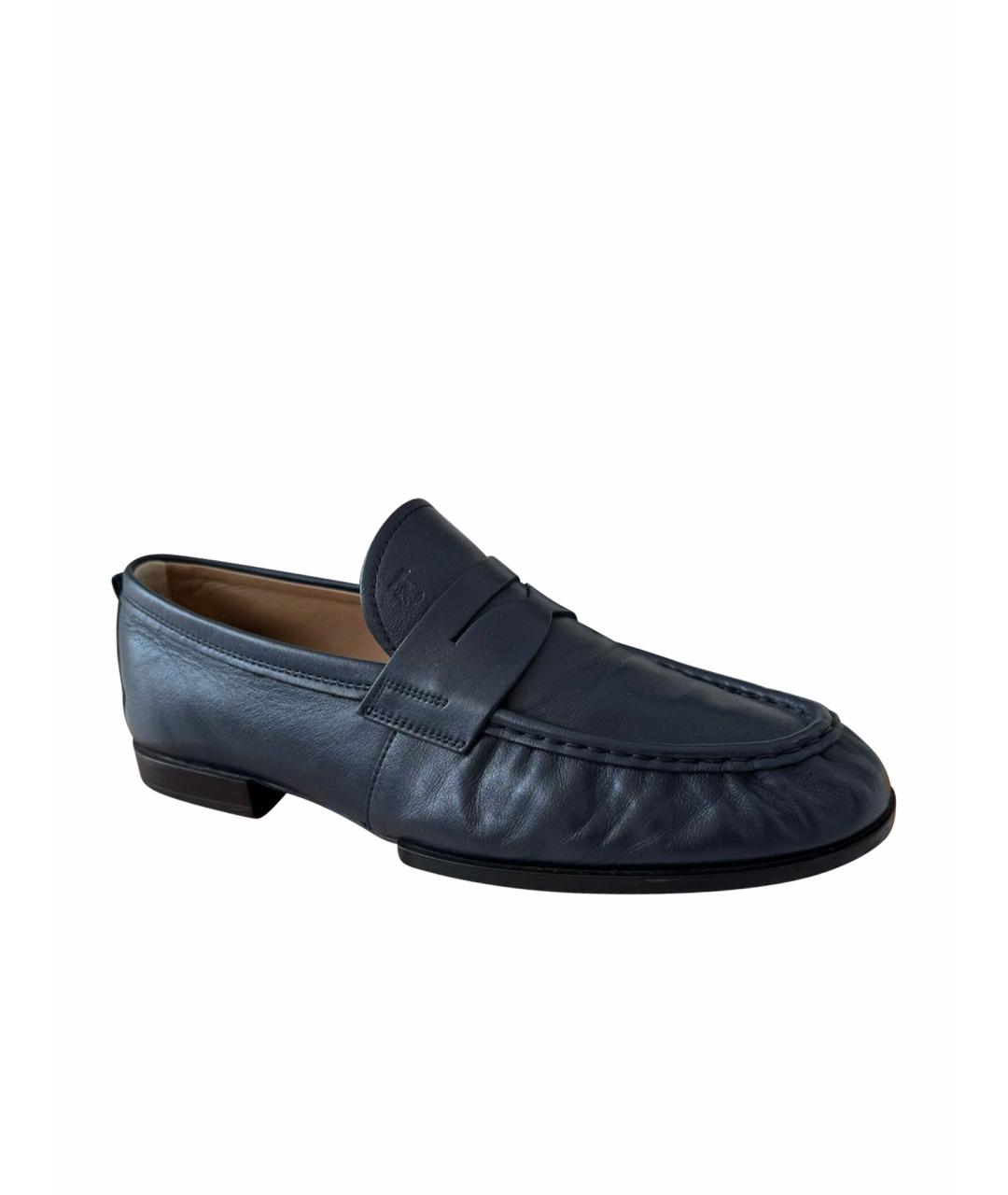 TOD'S Темно-синие кожаные лоферы, фото 6