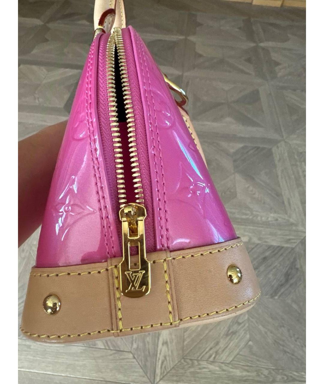 LOUIS VUITTON Розовая сумка с короткими ручками из лакированной кожи, фото 2