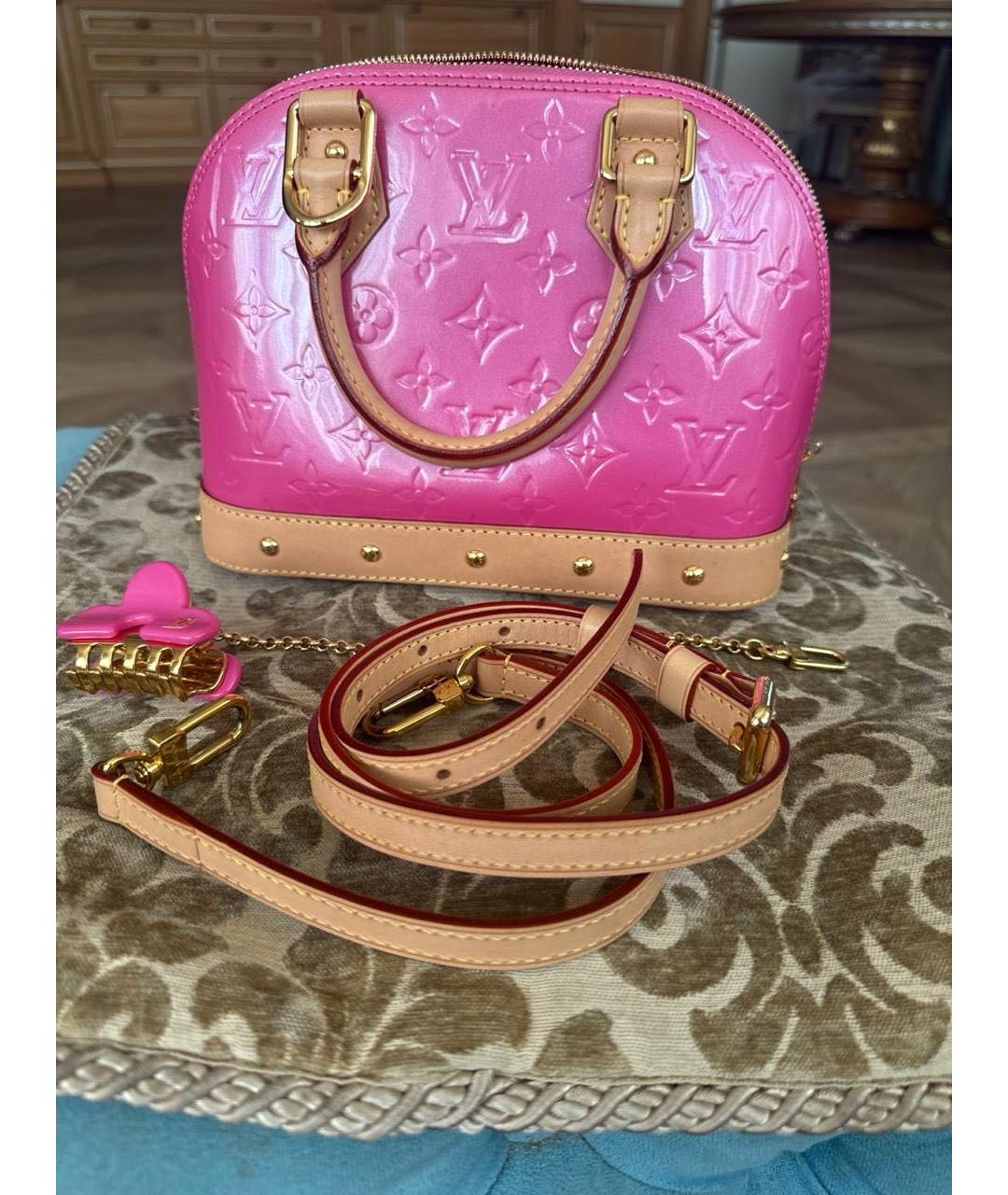 LOUIS VUITTON Розовая сумка с короткими ручками из лакированной кожи, фото 9