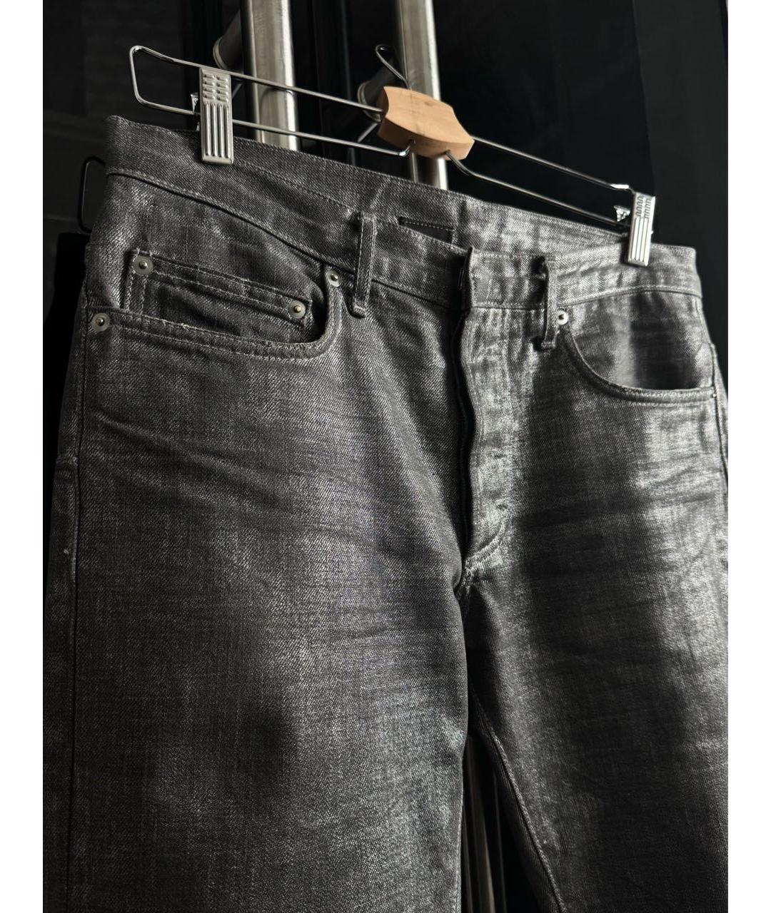 DIOR HOMME Серебряные хлопковые джинсы скинни, фото 3