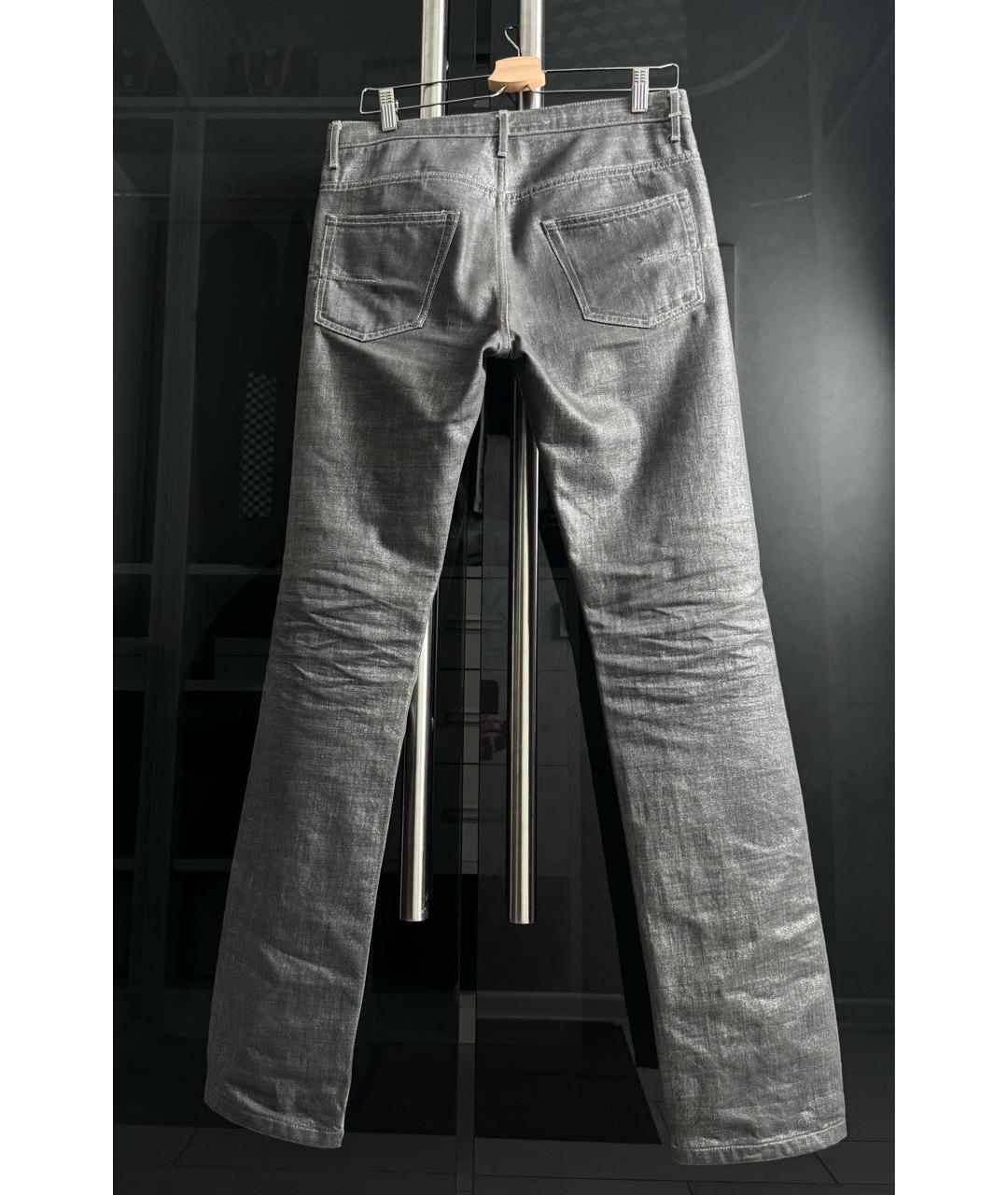 DIOR HOMME Серебряные хлопковые джинсы скинни, фото 2