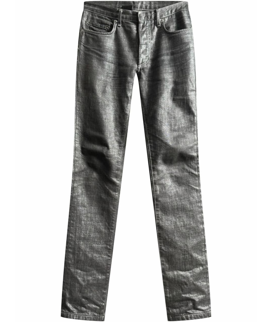 DIOR HOMME Серебряные хлопковые джинсы скинни, фото 1
