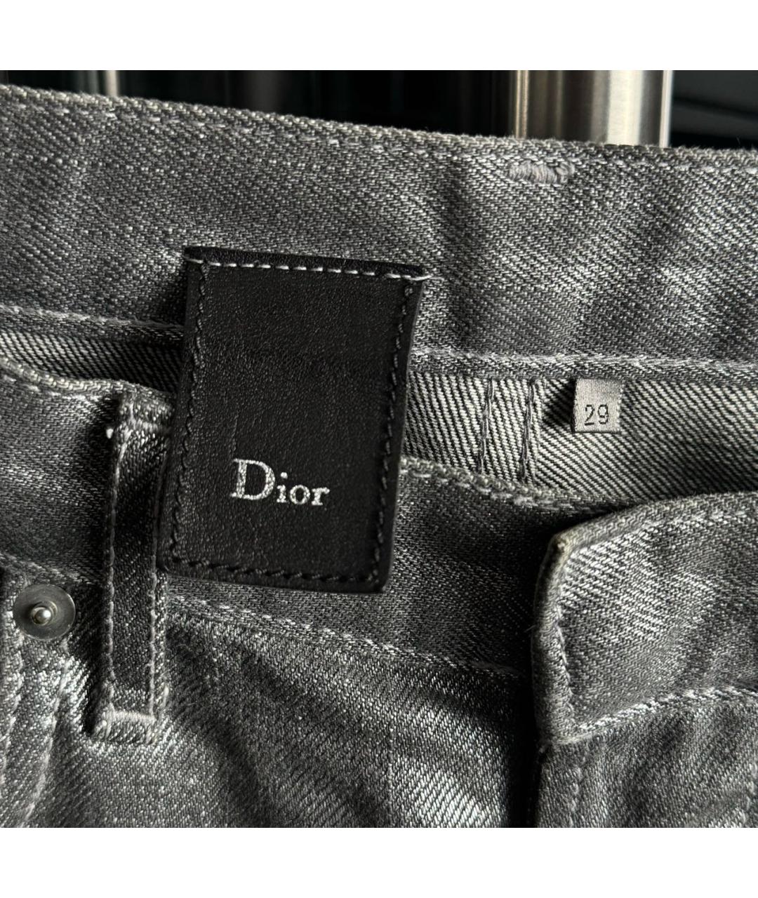 DIOR HOMME Серебряные хлопковые джинсы скинни, фото 5