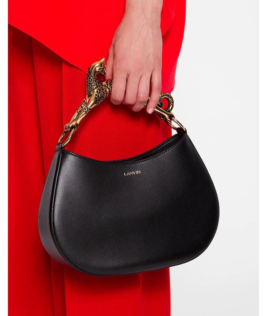 LANVIN Черная кожаная сумка с короткими ручками, фото 5