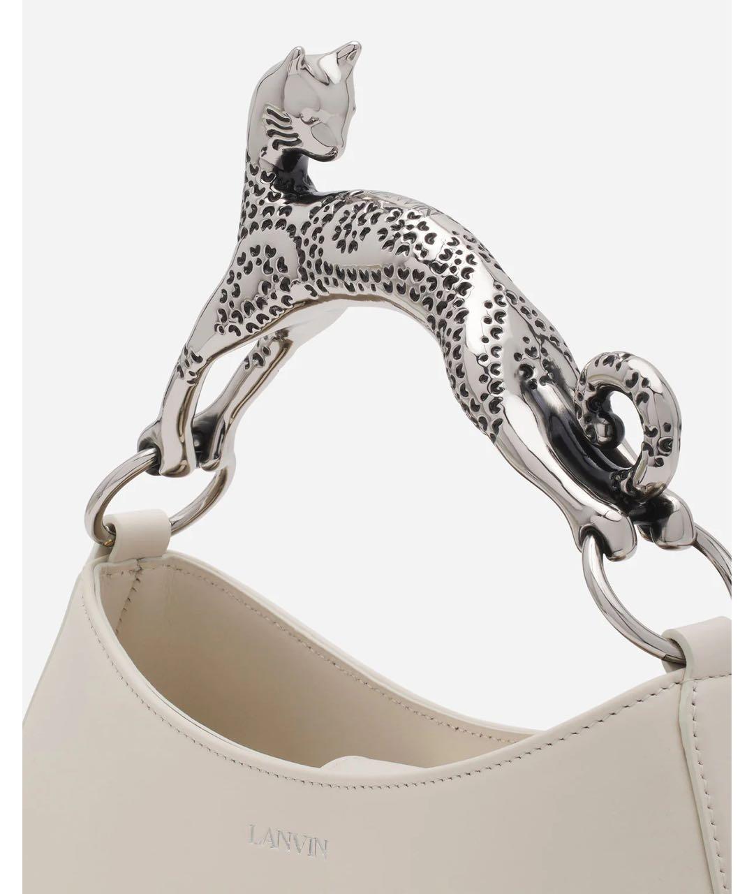 LANVIN Белая кожаная сумка с короткими ручками, фото 4