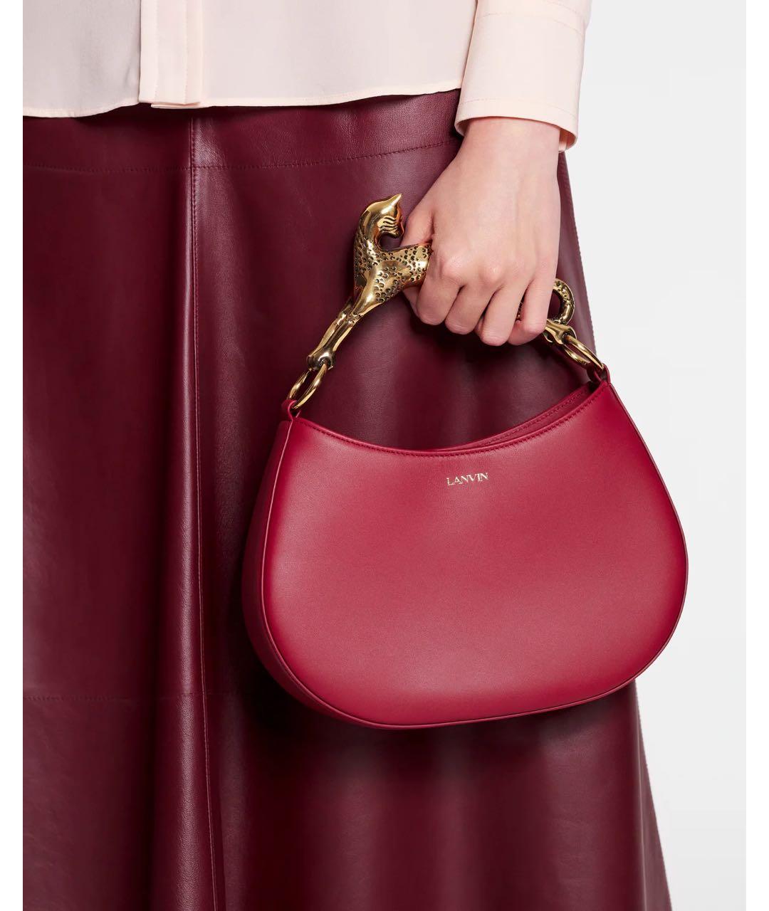 LANVIN Бордовая кожаная сумка с короткими ручками, фото 5