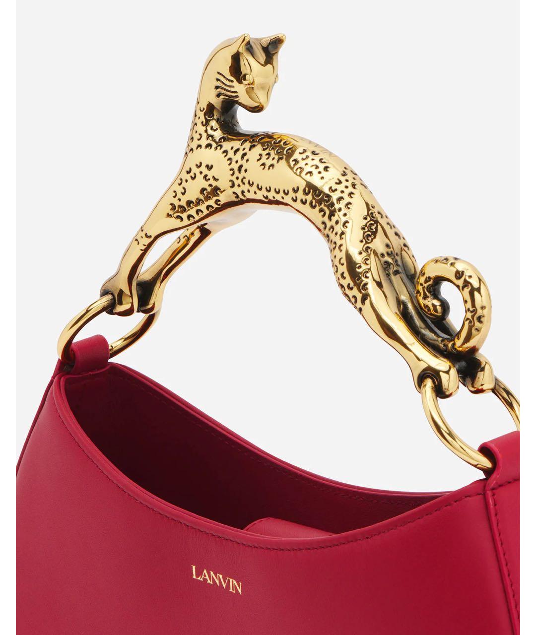 LANVIN Бордовая кожаная сумка с короткими ручками, фото 4