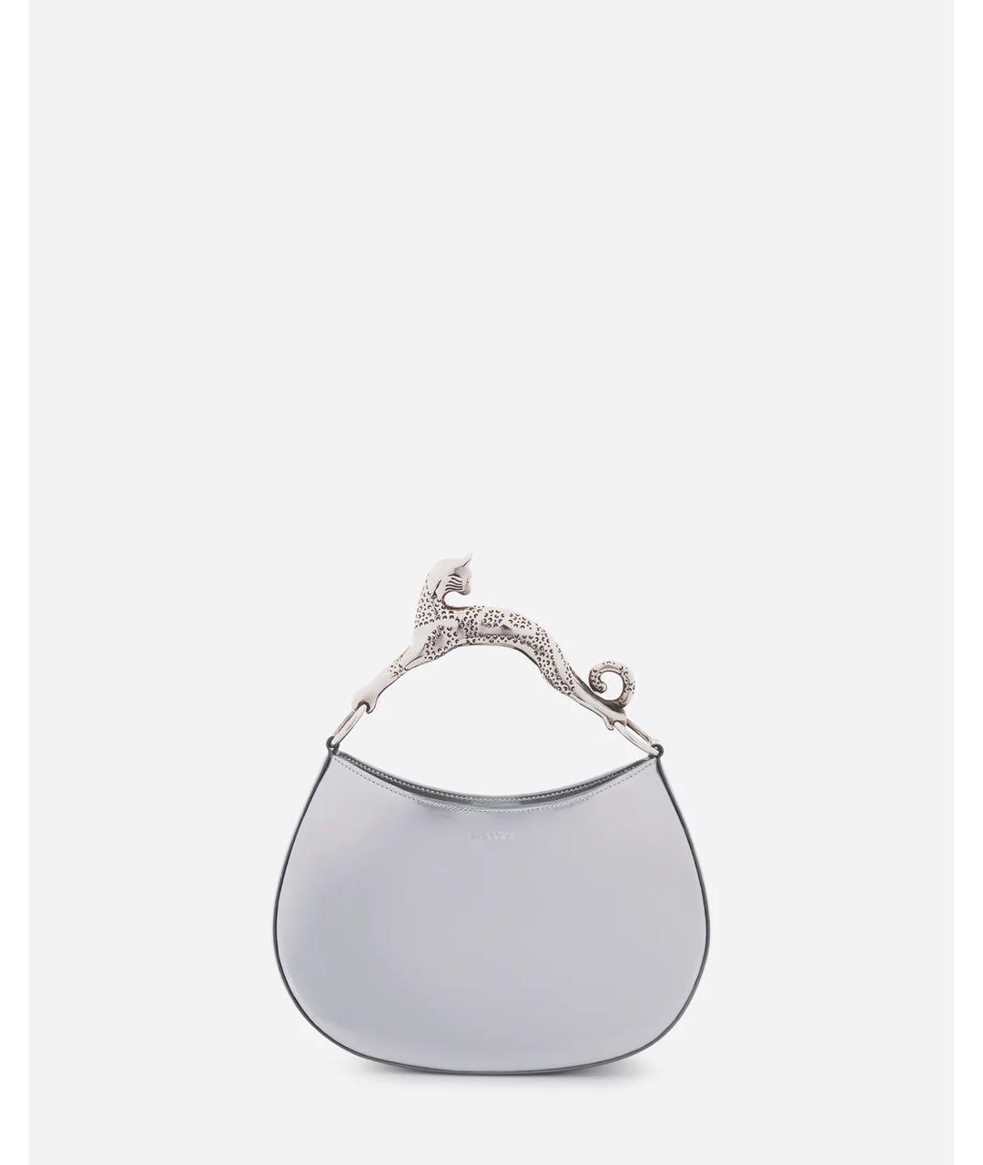 LANVIN Серебряная кожаная сумка с короткими ручками, фото 5