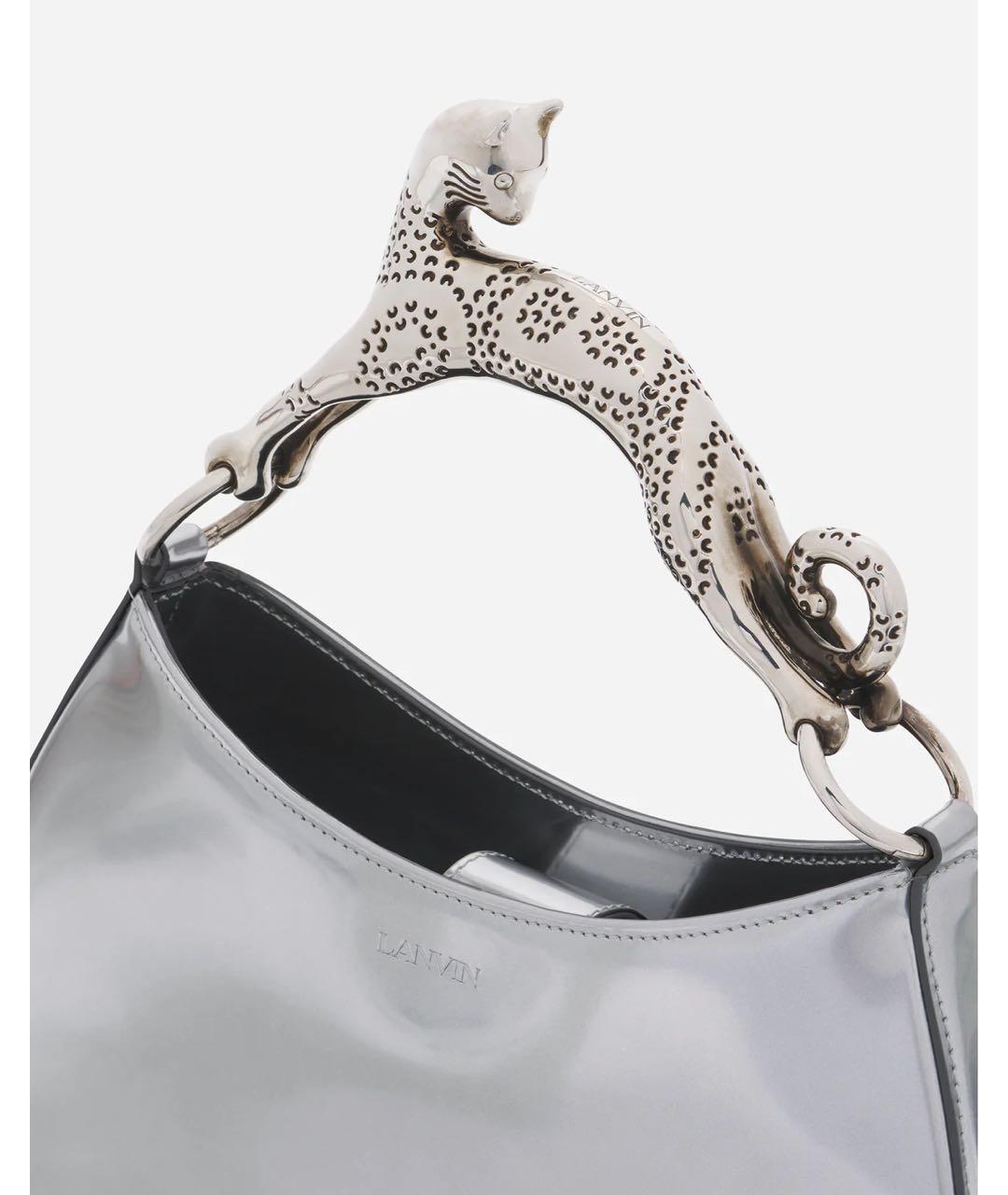 LANVIN Серебряная кожаная сумка с короткими ручками, фото 4