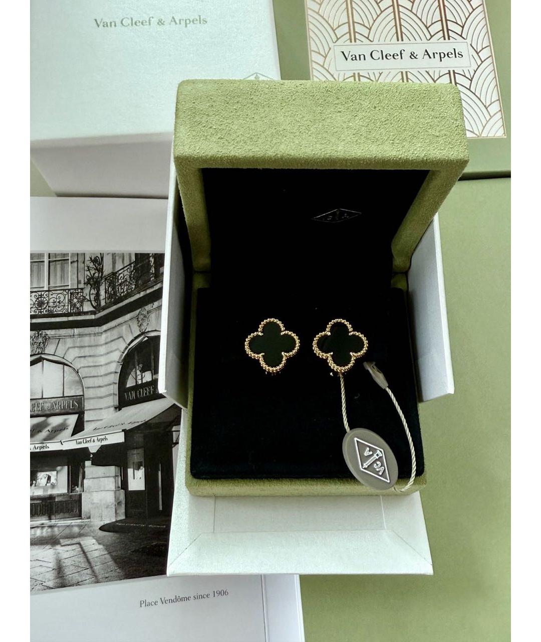 VAN CLEEF & ARPELS Черные серьги из желтого золота, фото 2