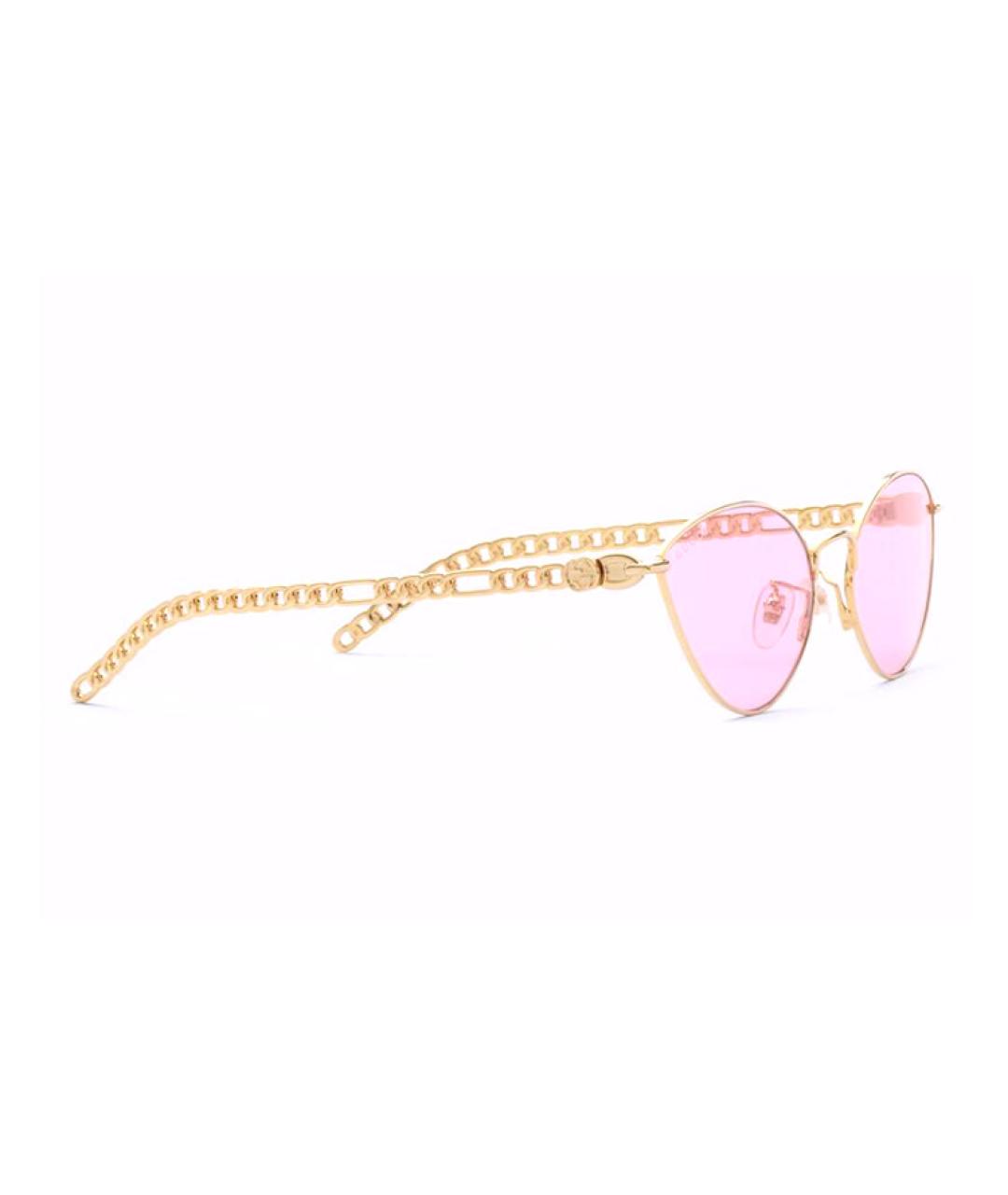 GUCCI Золотые металлические солнцезащитные очки, фото 5