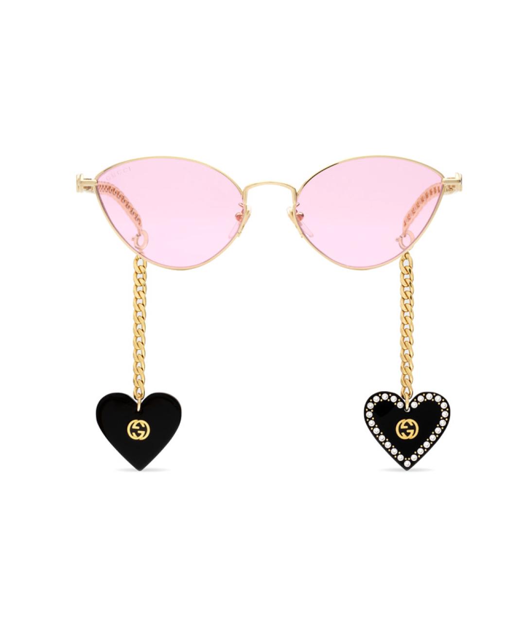 GUCCI Золотые металлические солнцезащитные очки, фото 1