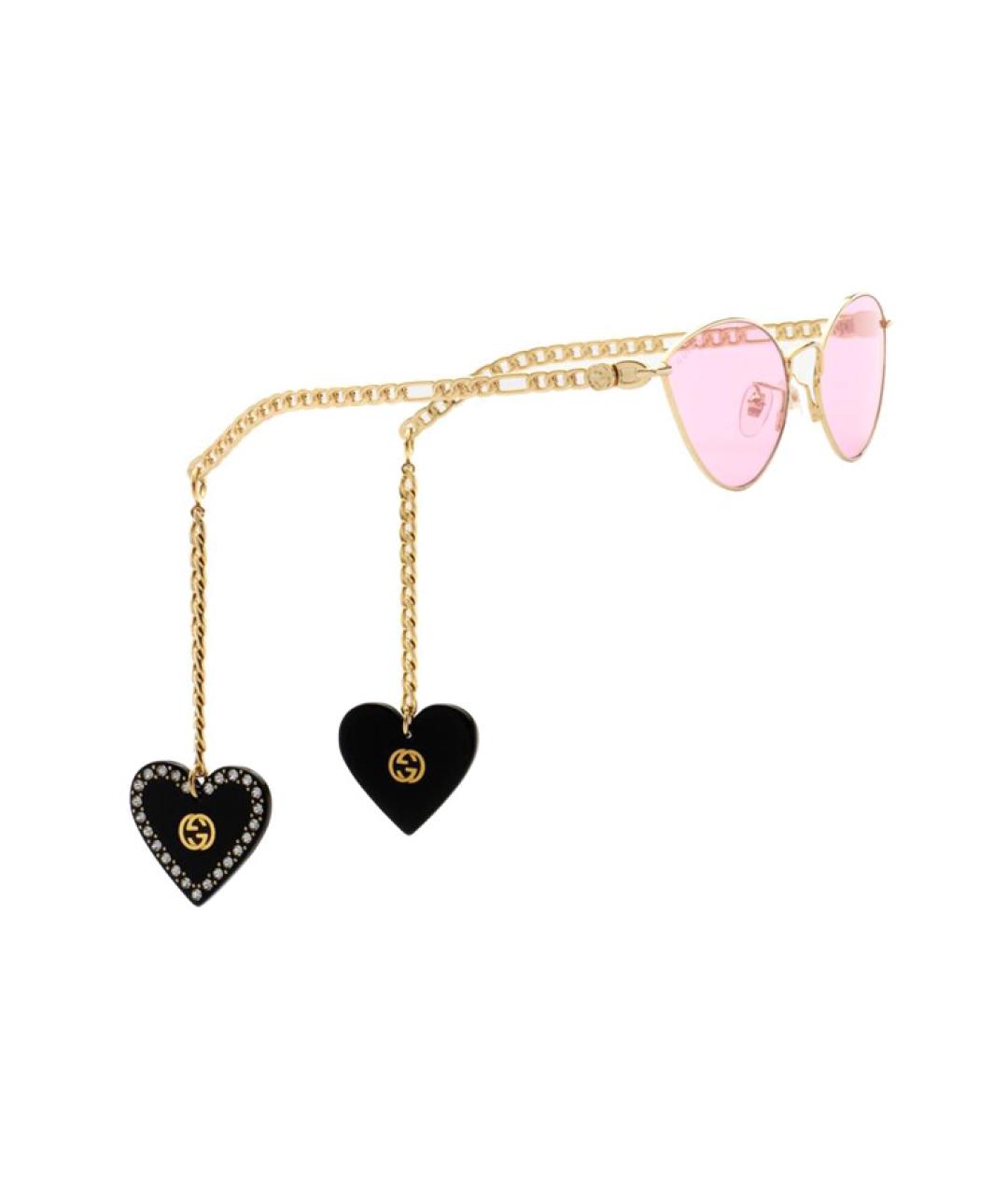 GUCCI Золотые металлические солнцезащитные очки, фото 3