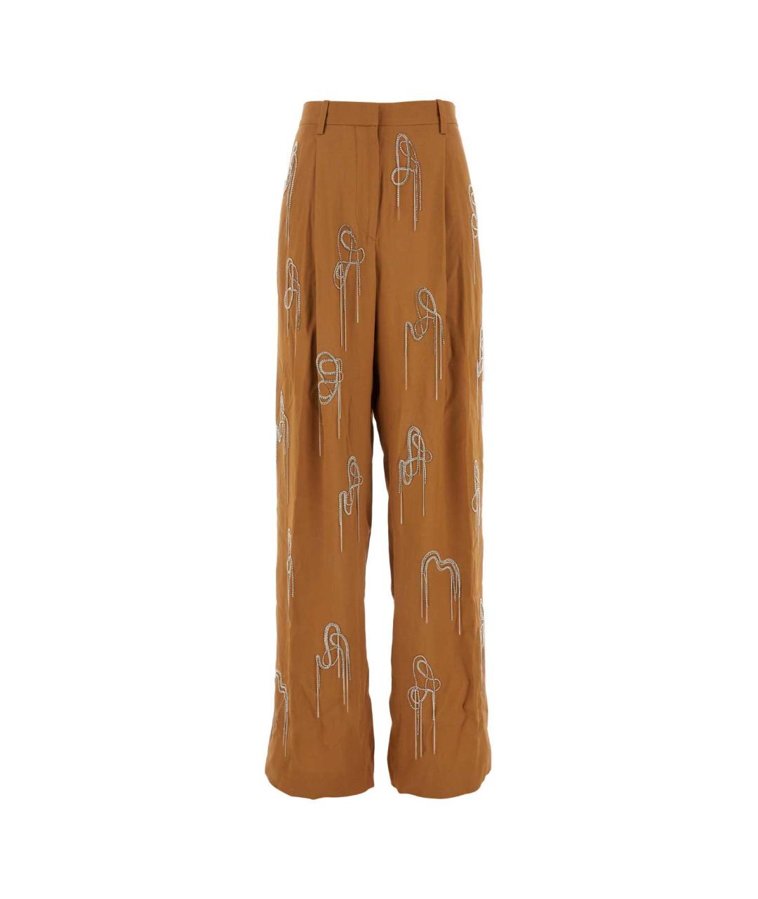 DRIES VAN NOTEN Бежевые ацетатные прямые брюки, фото 1