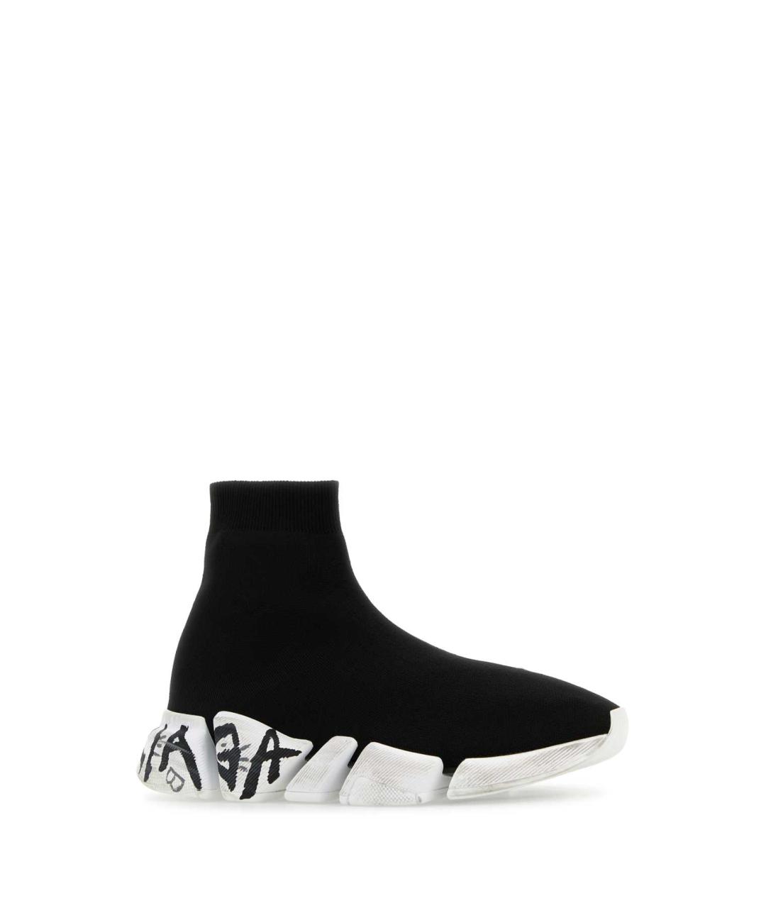BALENCIAGA Черные текстильные высокие кроссовки / кеды, фото 2