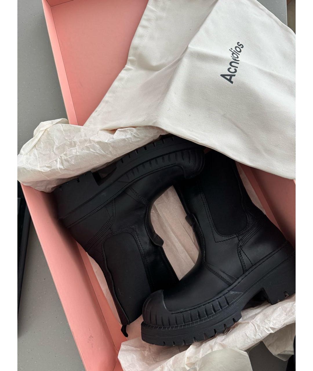 ACNE STUDIOS Черные кожаные ботинки, фото 4