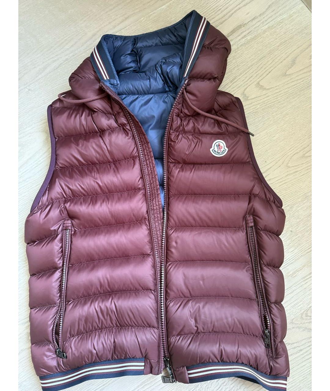 MONCLER Бордовый жилет, фото 5