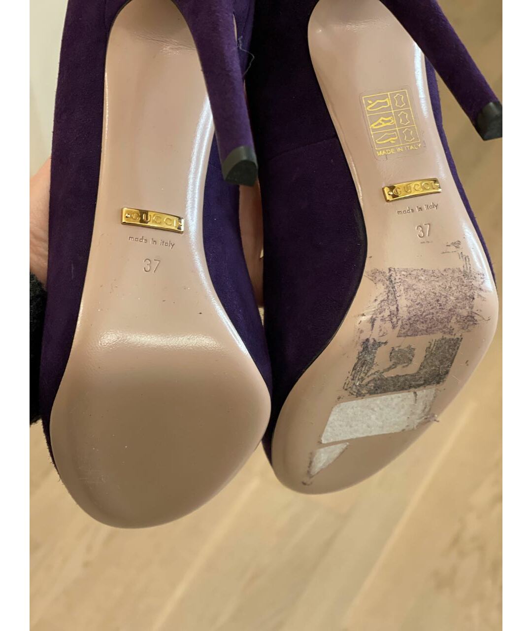 GUCCI Фиолетовые замшевые туфли, фото 6