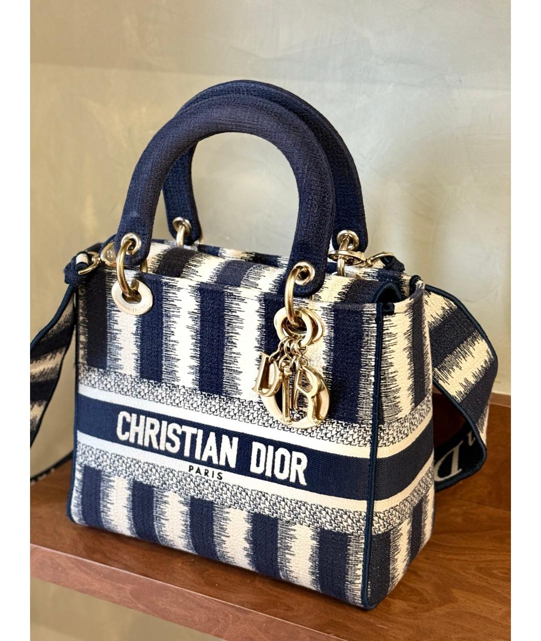 DIOR HOMME Голубая жаккардовая сумка с короткими ручками, фото 3