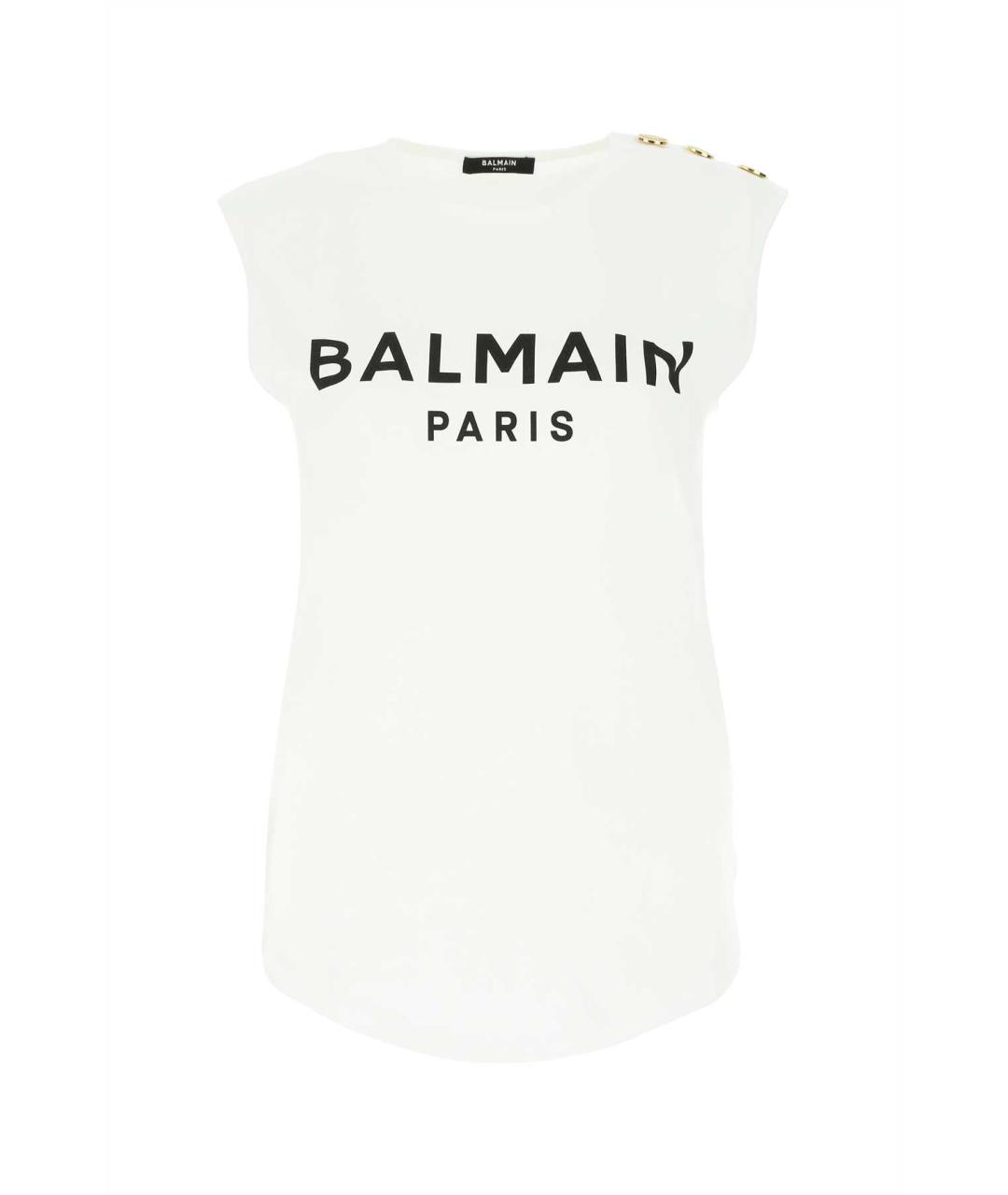 BALMAIN Белая хлопковая футболка, фото 1