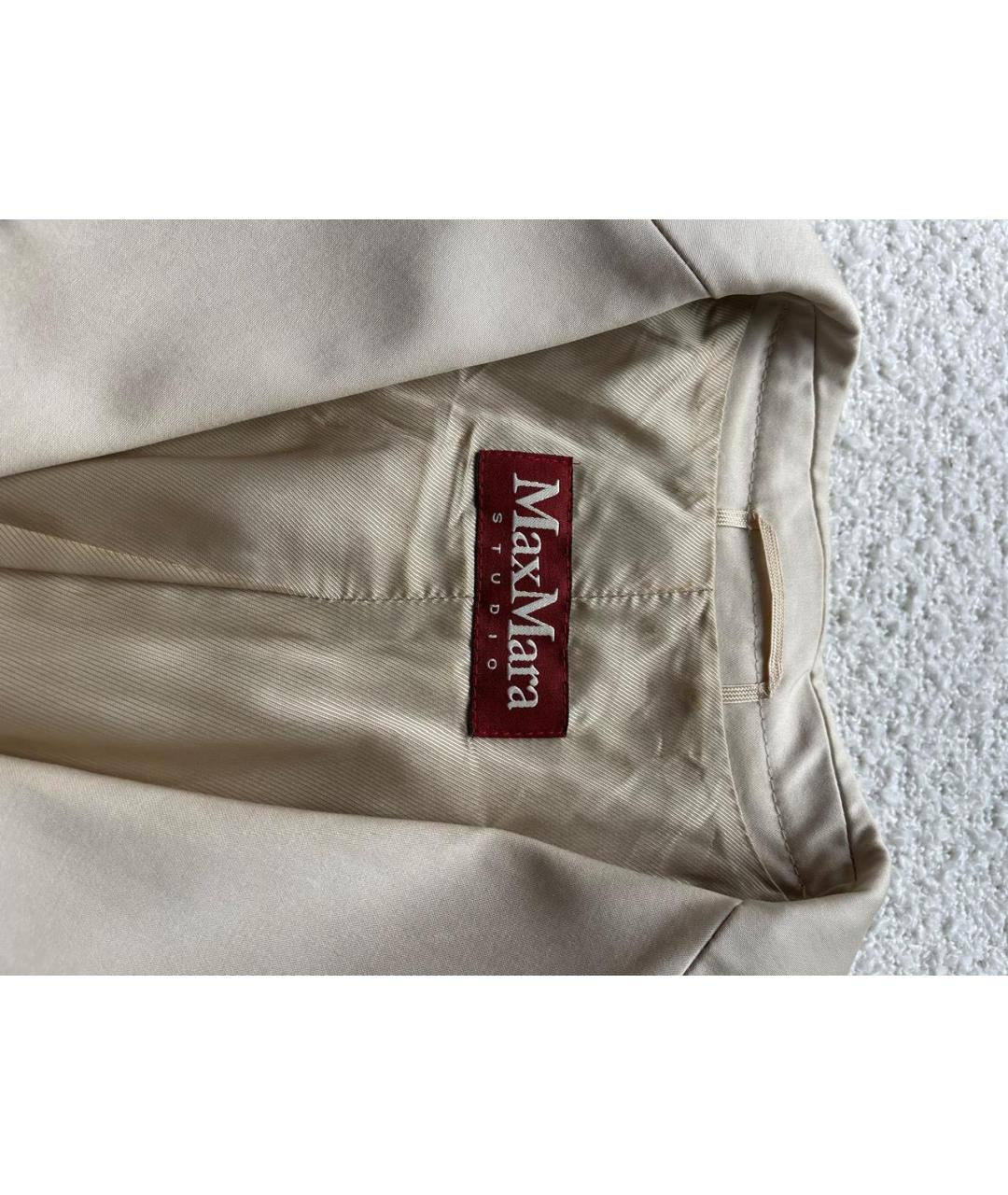 MAX MARA Бежевый хлопко-эластановый жакет/пиджак, фото 8