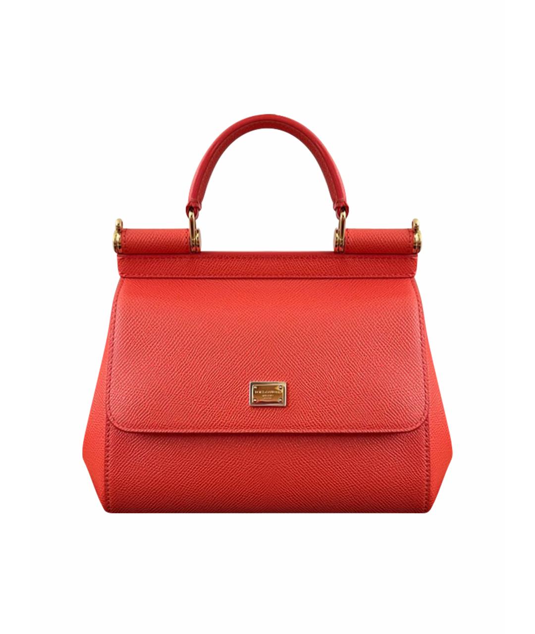 DOLCE&GABBANA Коралловая кожаная сумка с короткими ручками, фото 1