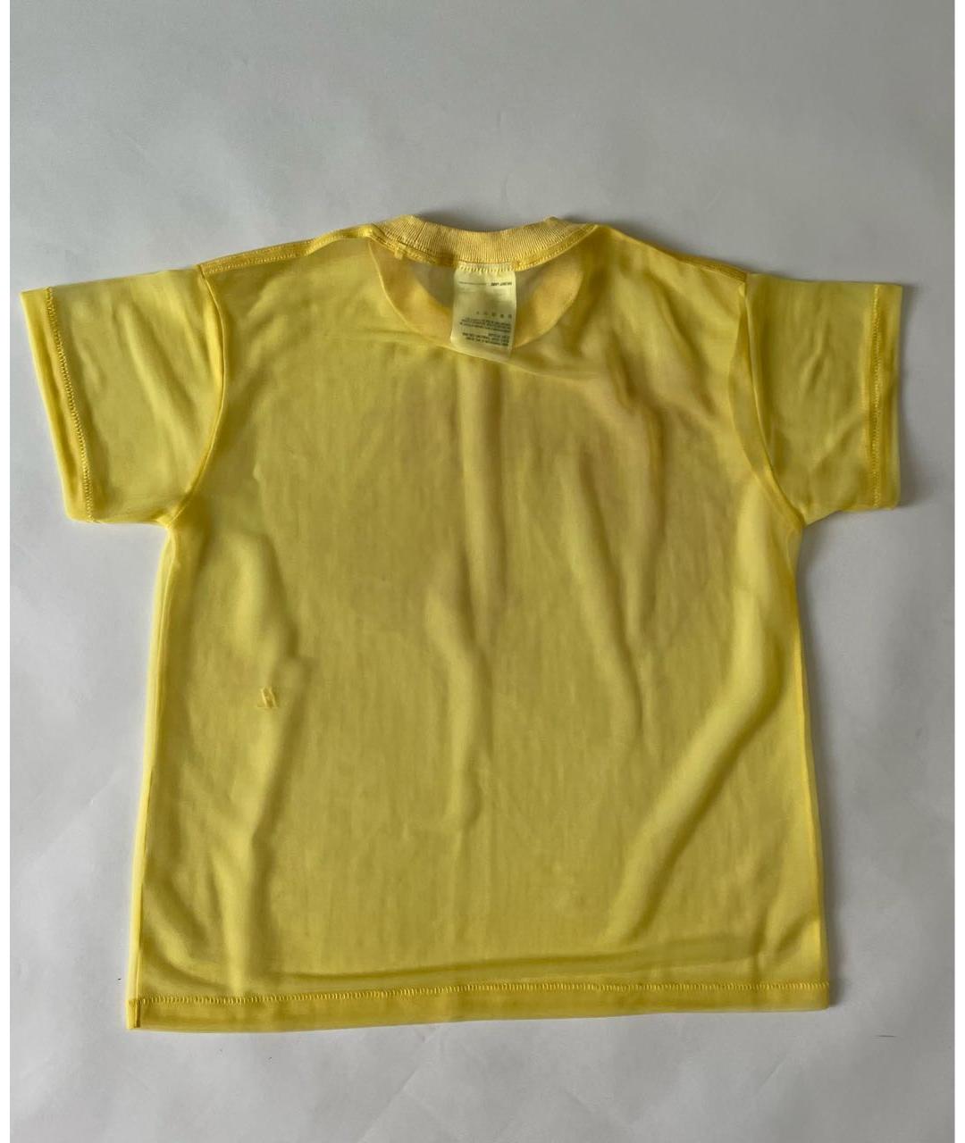 HELMUT LANG Желтая полиэстеровая футболка, фото 4