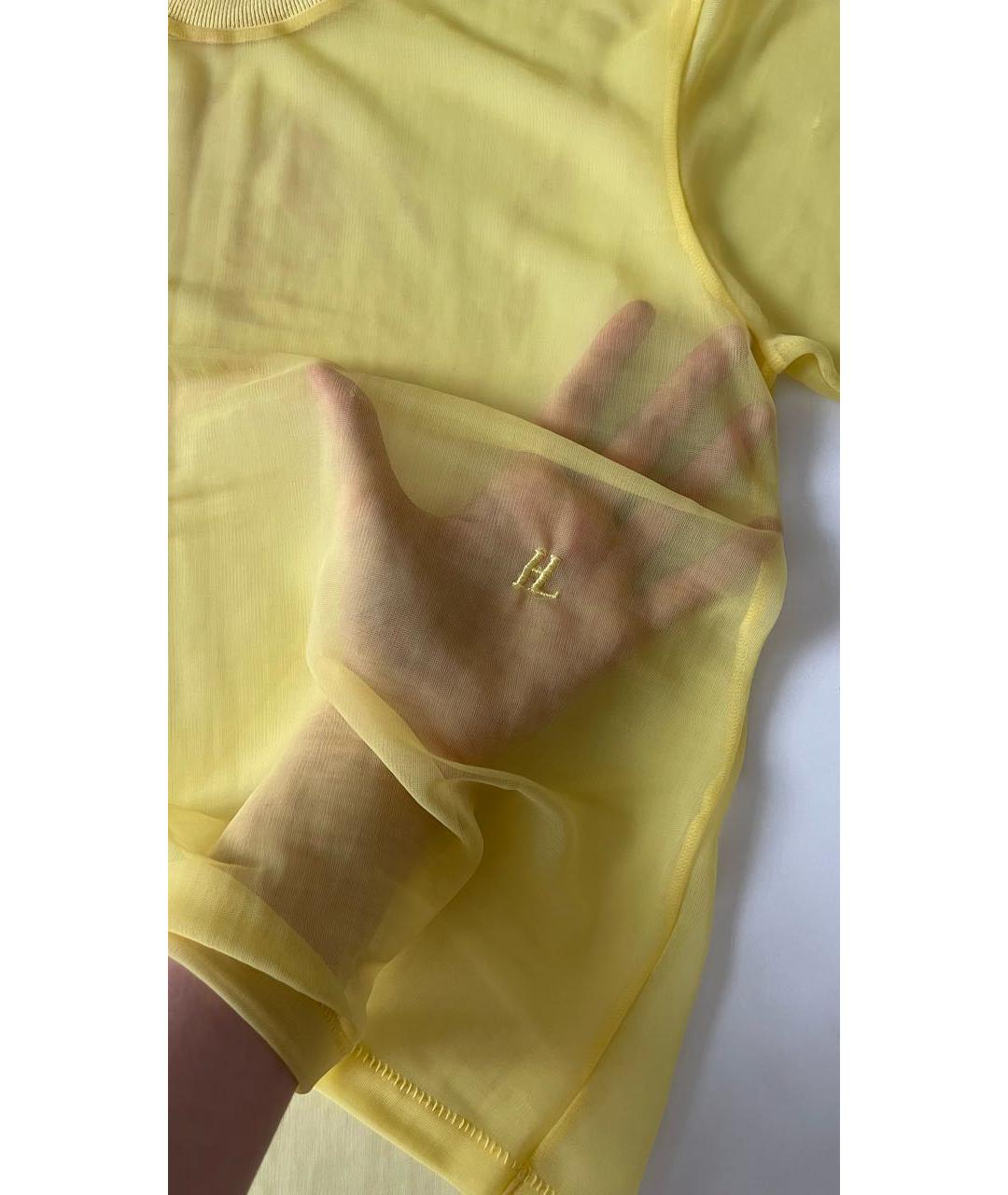 HELMUT LANG Желтая полиэстеровая футболка, фото 3