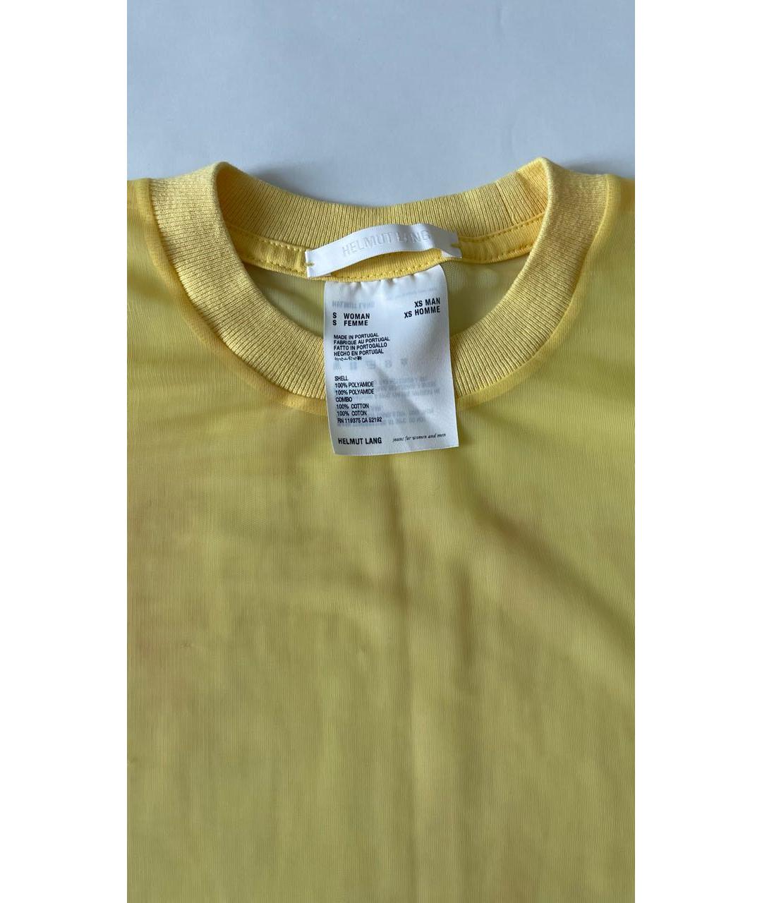 HELMUT LANG Желтая полиэстеровая футболка, фото 2