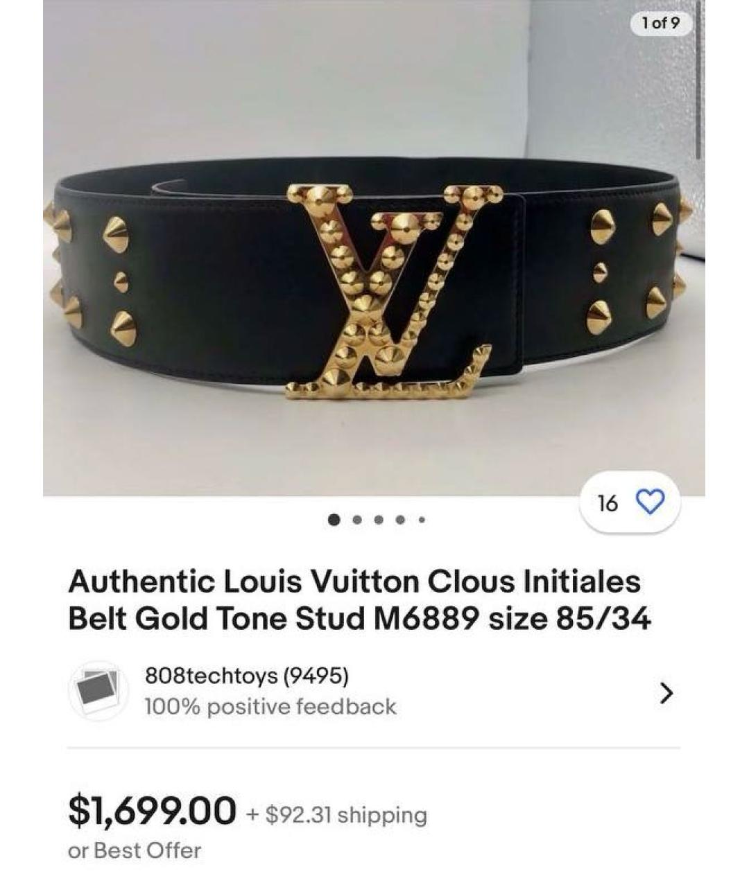 LOUIS VUITTON Черный кожаный ремень, фото 5