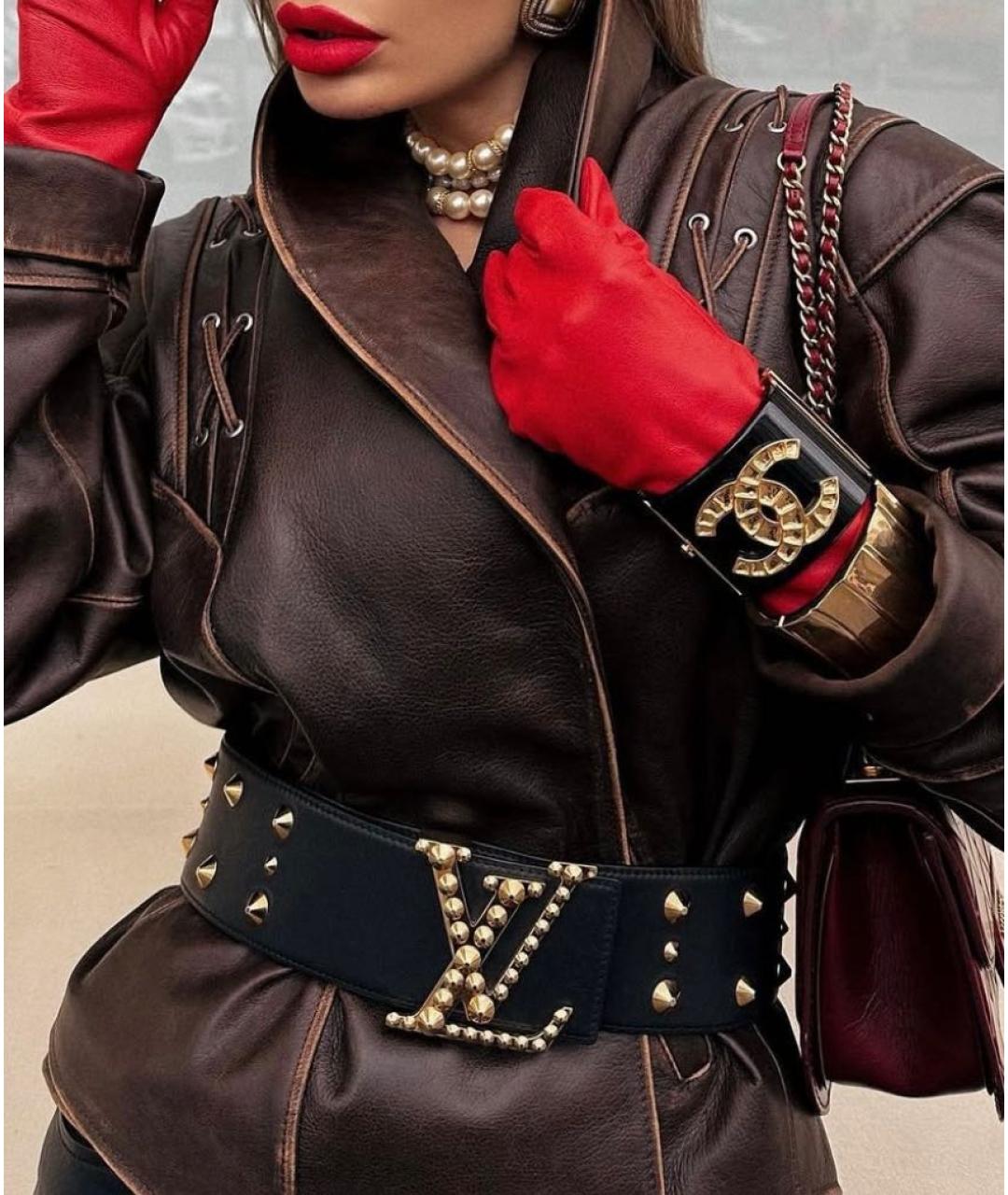 LOUIS VUITTON Черный кожаный ремень, фото 6