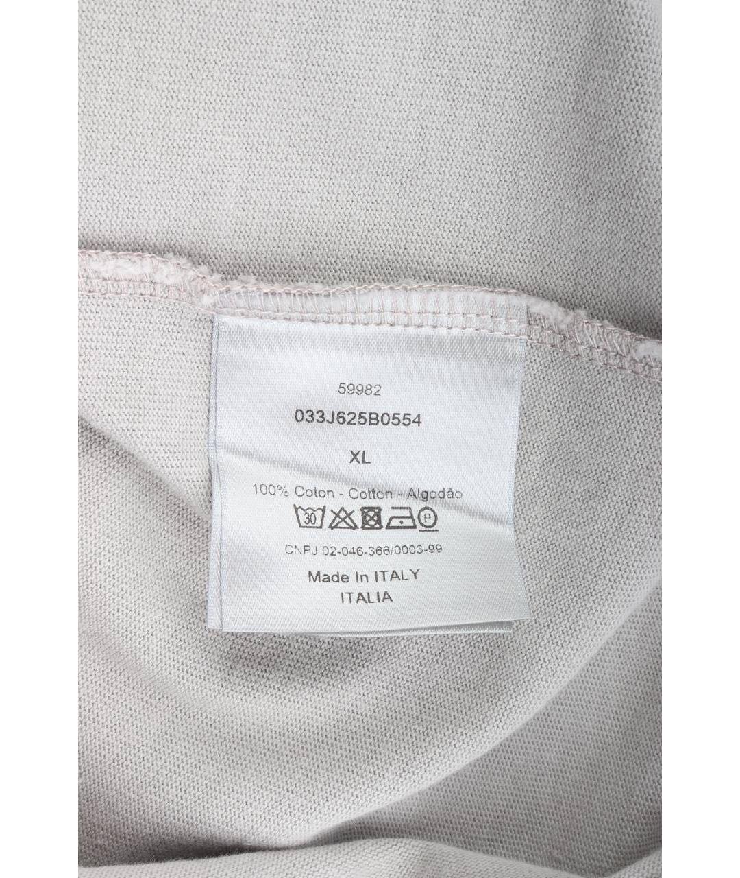 CHRISTIAN DIOR Серая хлопковая футболка, фото 4