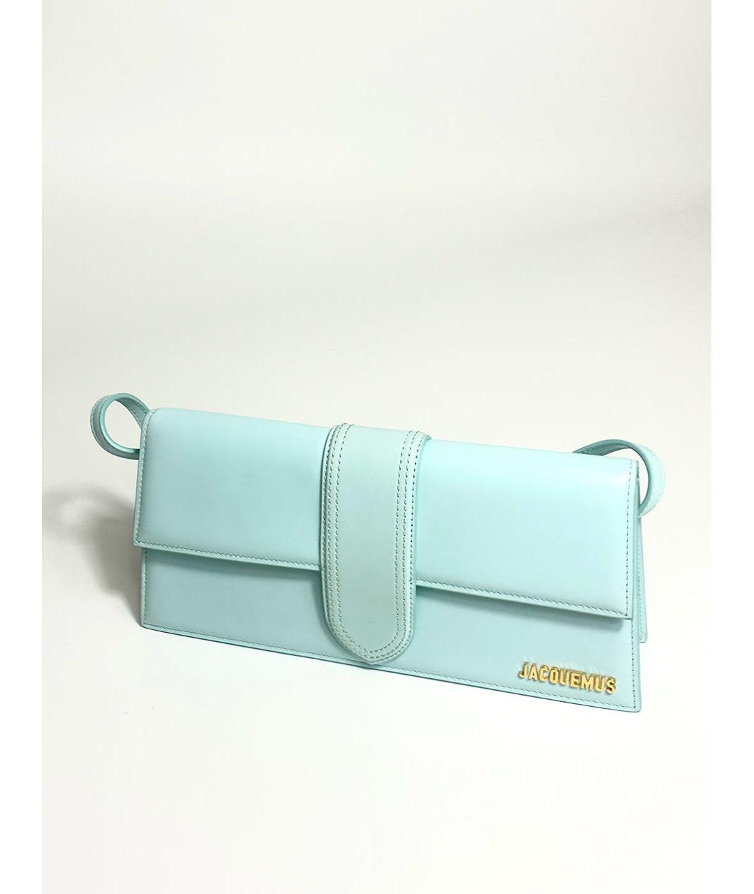 JACQUEMUS Бирюзовая кожаная сумка с короткими ручками, фото 6
