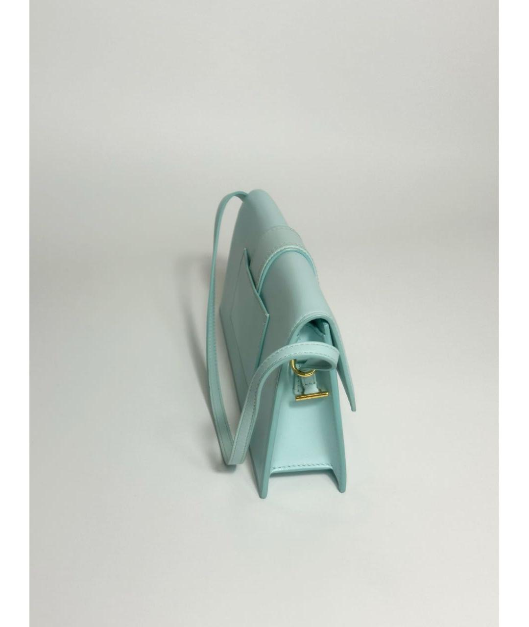 JACQUEMUS Бирюзовая кожаная сумка с короткими ручками, фото 5