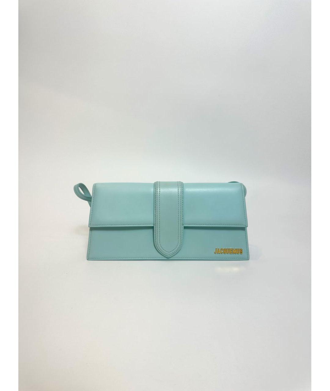 JACQUEMUS Бирюзовая кожаная сумка с короткими ручками, фото 2