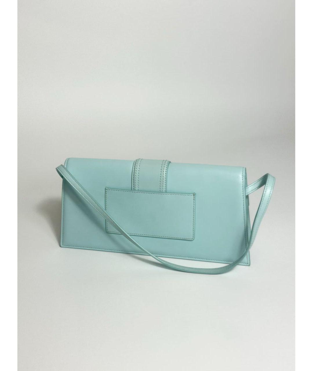 JACQUEMUS Бирюзовая кожаная сумка с короткими ручками, фото 4
