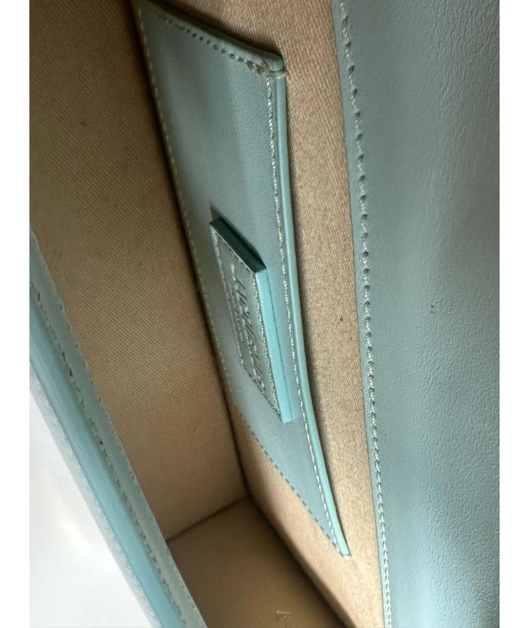 JACQUEMUS Бирюзовая кожаная сумка с короткими ручками, фото 7