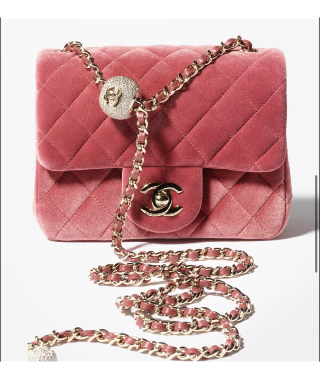 CHANEL Бордовая бархатная сумка через плечо, фото 4