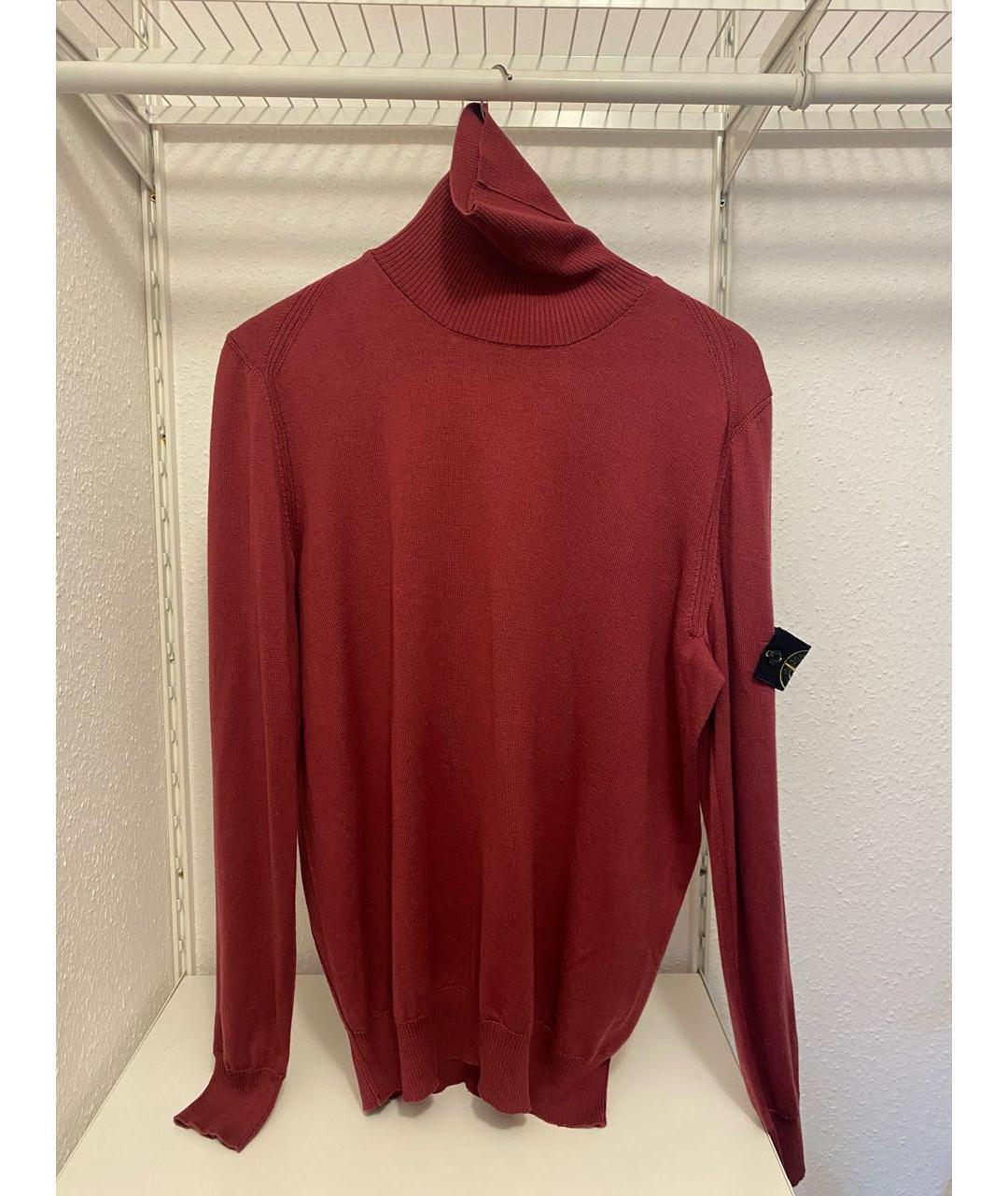 STONE ISLAND Бордовая шерстяная водолазка, фото 9