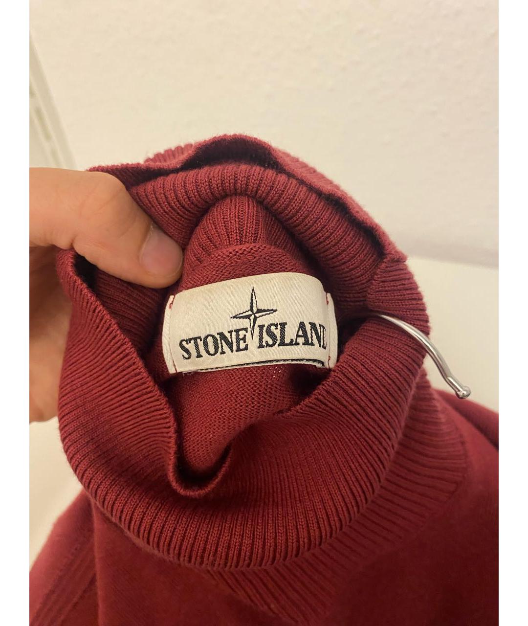 STONE ISLAND Бордовая шерстяная водолазка, фото 7