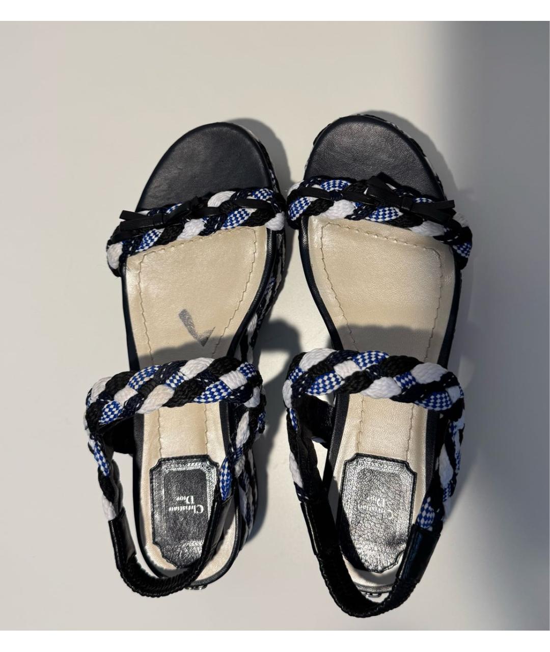 CHRISTIAN DIOR Синие текстильные босоножки, фото 3