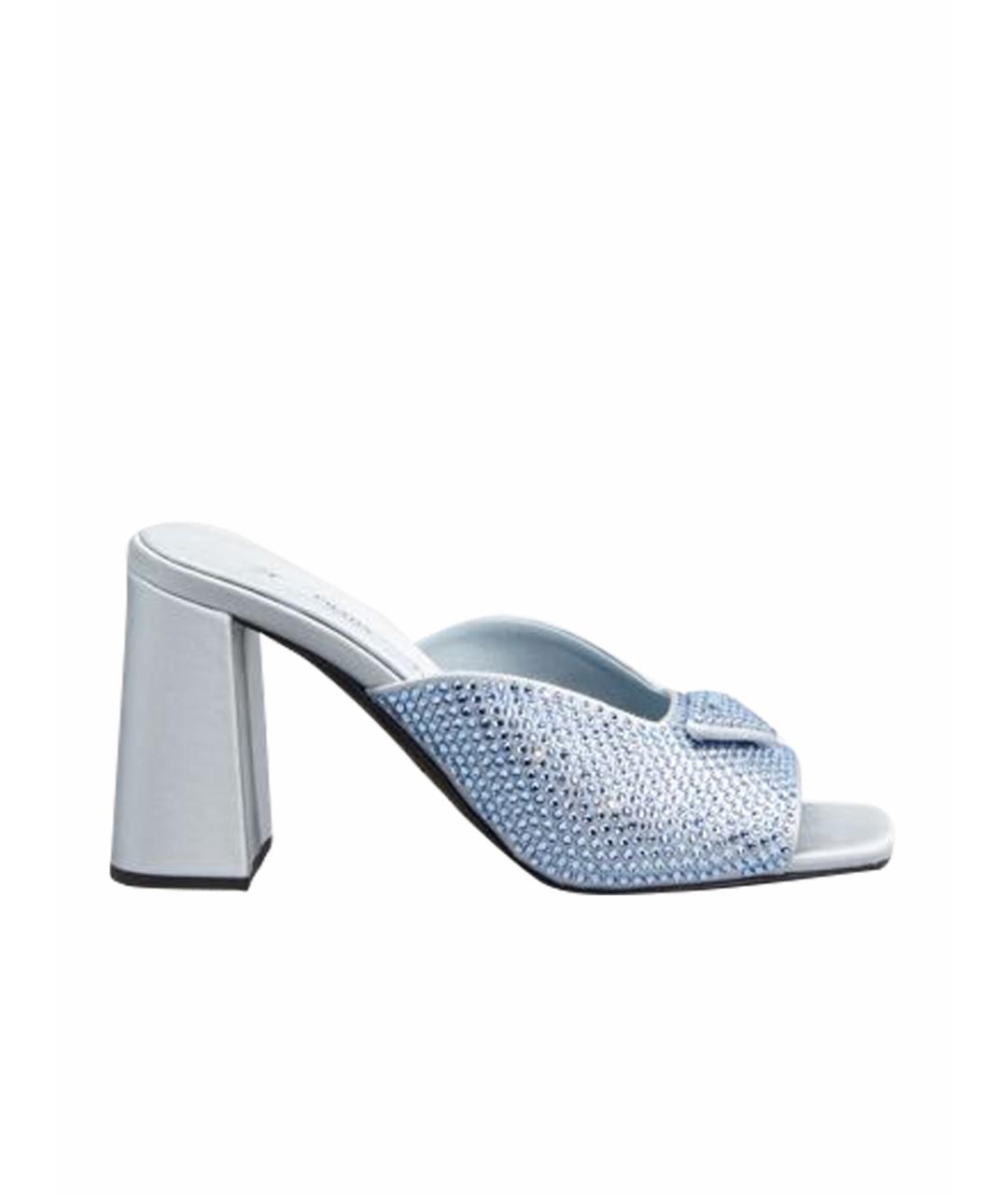 PRADA Голубые текстильные мюли, фото 1