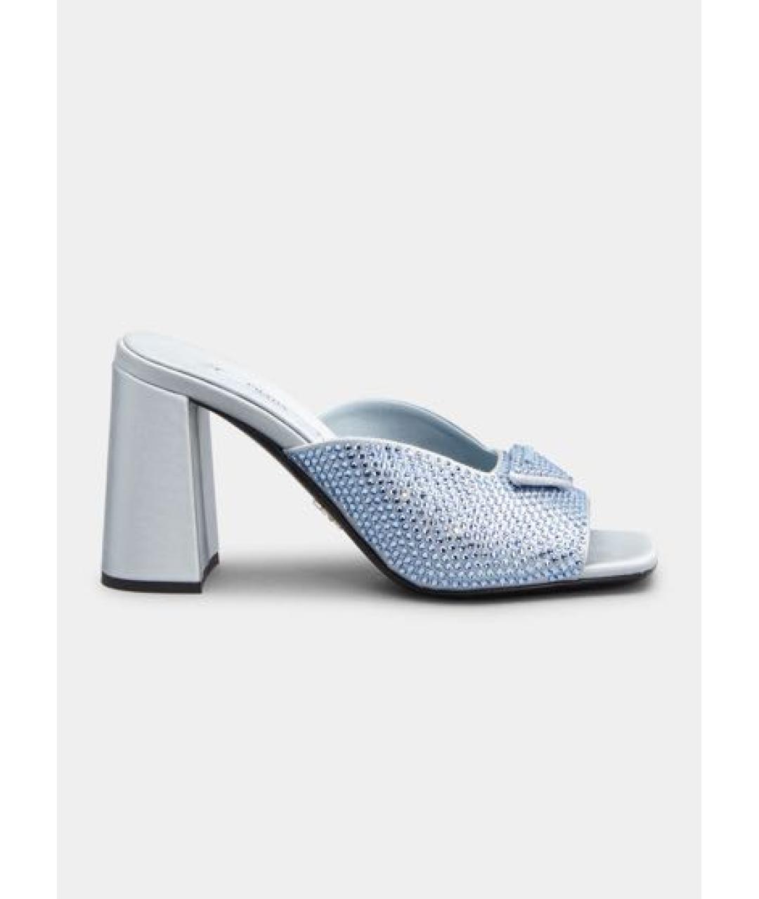 PRADA Голубые текстильные мюли, фото 9