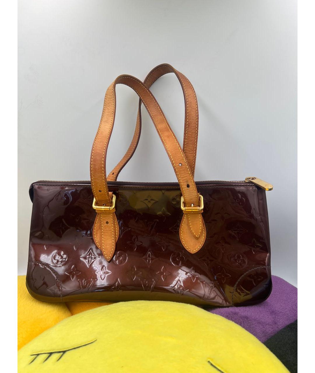 LOUIS VUITTON Коричневая сумка с короткими ручками из лакированной кожи, фото 2